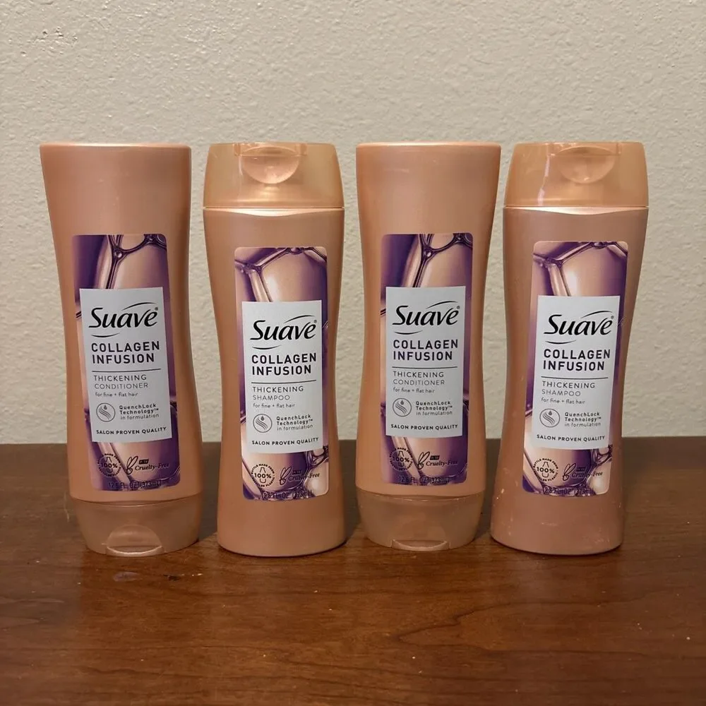 LOT (4) SUAVE COLLAGEN INFUSION CONDITIONER THICKENING FINE FLAT HAIR 12.6 FL OZ